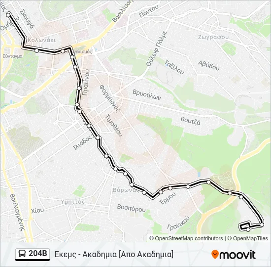 204Β Bus Line Map