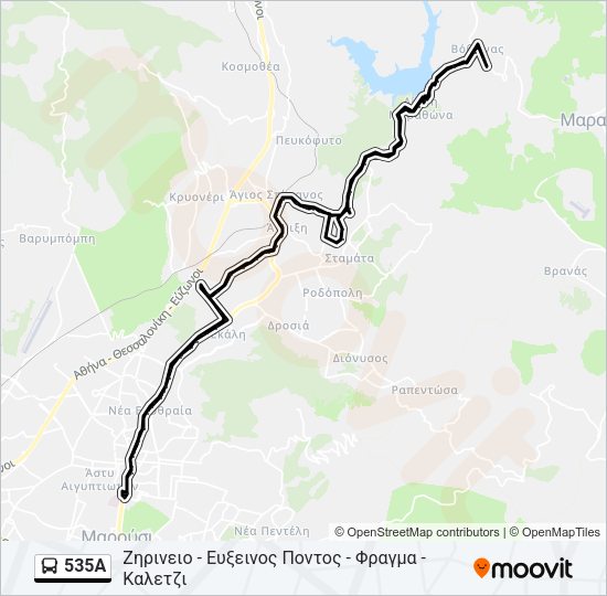 Χάρτης Γραμμής 535Α λεωφορείο