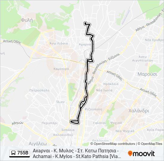 755Β bus Line Map