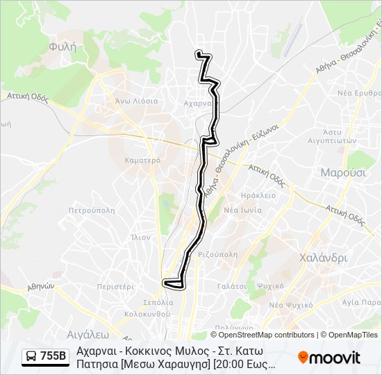 755Β bus Line Map
