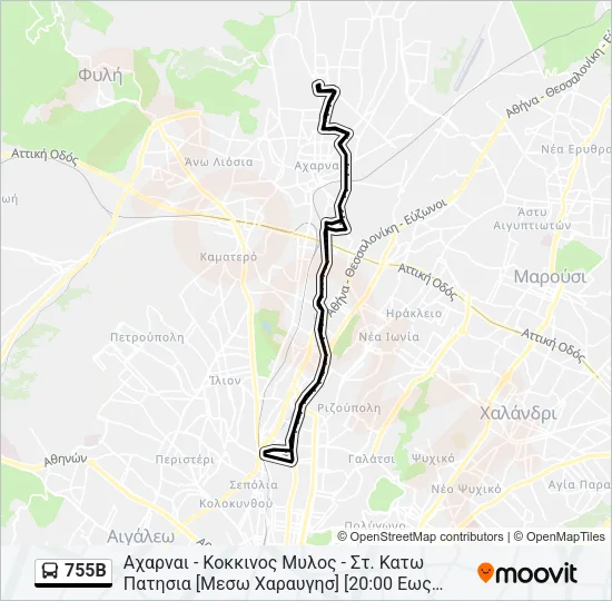755Β Bus Line Map