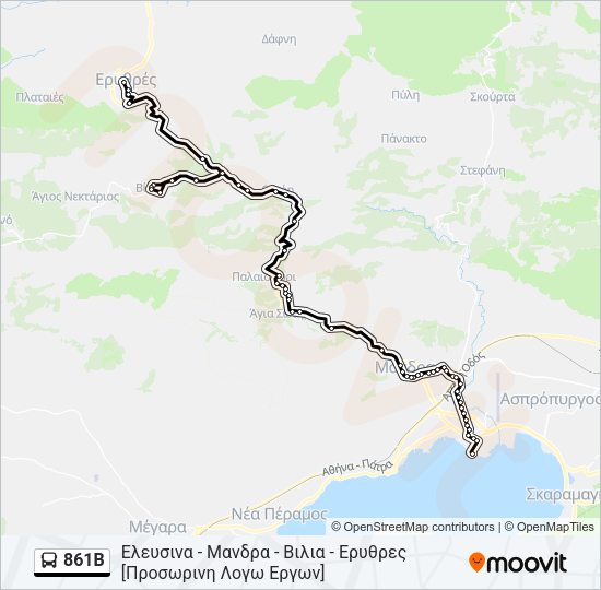 Χάρτης Γραμμής 861Β λεωφορείο