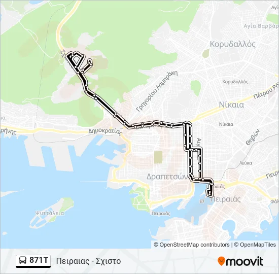 871Τ Bus Line Map
