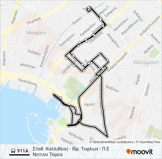 911Α Bus Line Map