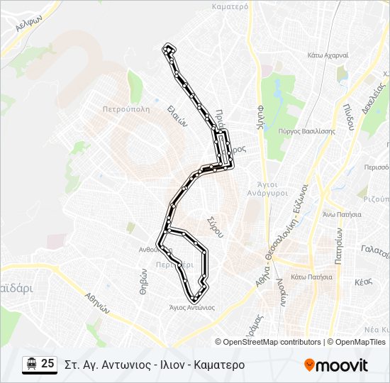 Χάρτης Γραμμής 25 τρόλεϊ