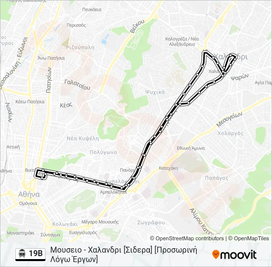 19Β Trolleybus Line Map
