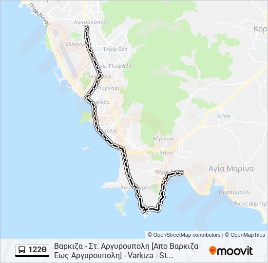 Χάρτης Γραμμής 122Θ λεωφορείο