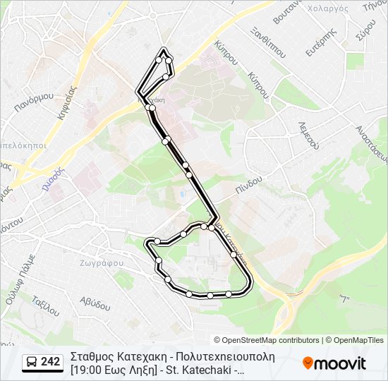 Χάρτης Γραμμής 242 λεωφορείο