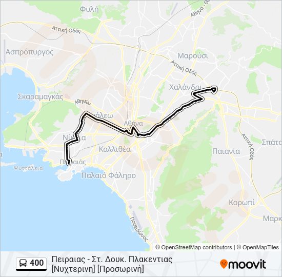 Χάρτης Γραμμής 400 λεωφορείο