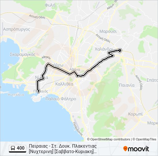 Χάρτης Γραμμής 400 λεωφορείο