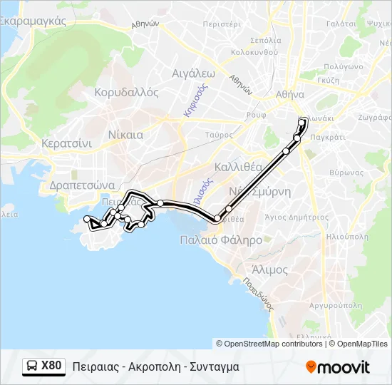 Χ80 Bus Line Map