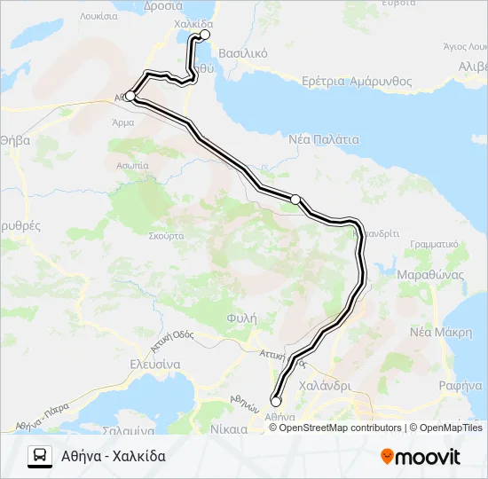 ΑΘΉΝΑ - ΧΑΛΚΊΔΑ Bus Line Map