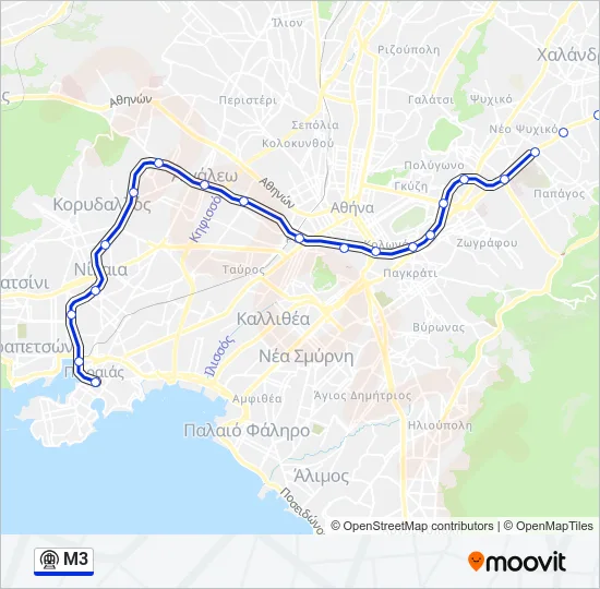 Μ3 Subway Line Map