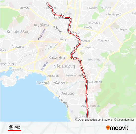 Χάρτης Γραμμής Μ2 μετρό