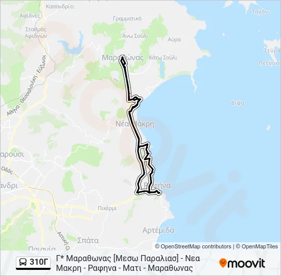 310Γ Bus Line Map
