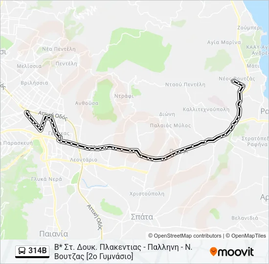 314Β Bus Line Map