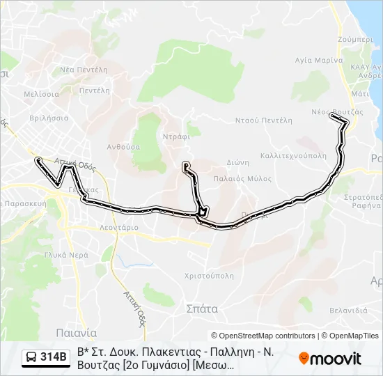 314Β Bus Line Map
