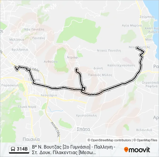 314Β Bus Line Map