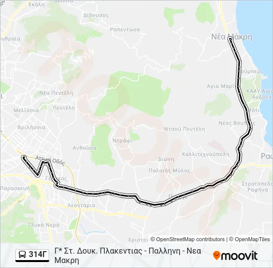 314Γ Bus Line Map