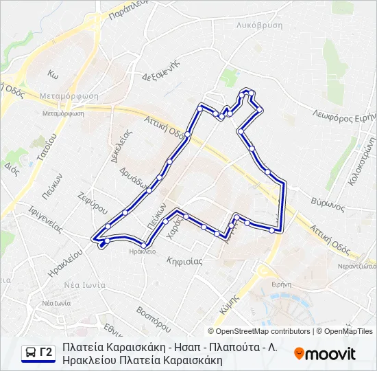 Γ2 Bus Line Map