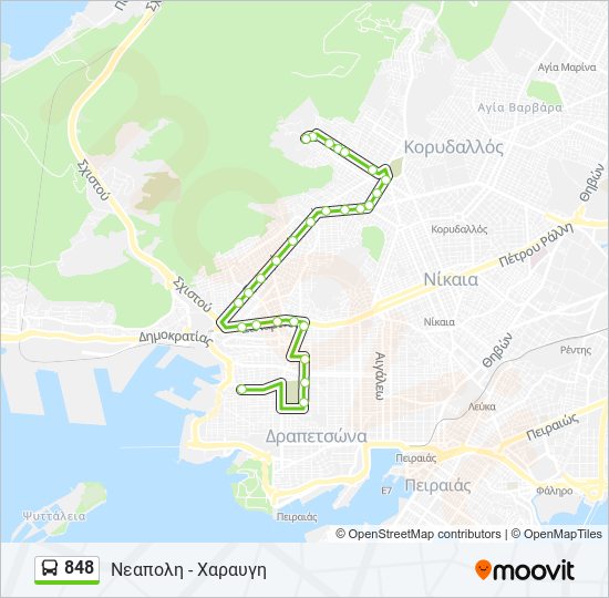 848 bus Line Map