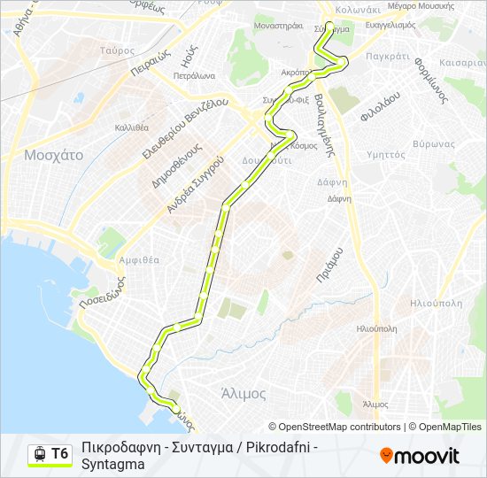 Τ6 light rail Line Map