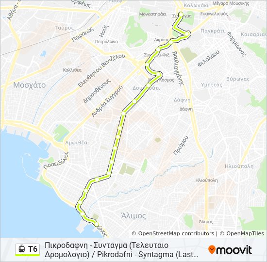 Τ6 light rail Line Map