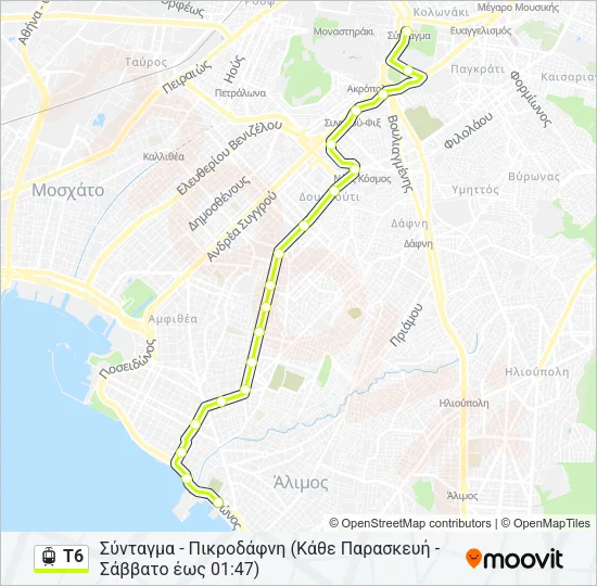 Τ6 Light Rail Line Map