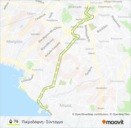 Τ6 Light Rail Line Map