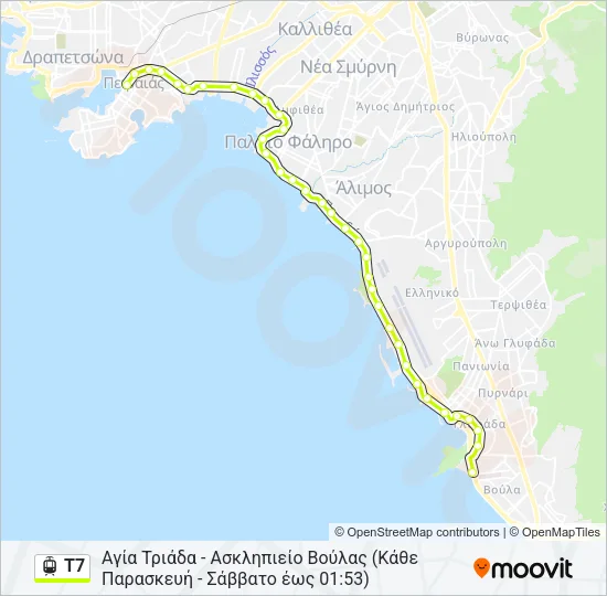 Τ7 Light Rail Line Map