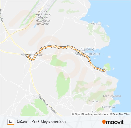Χάρτης Γραμμής ΑΥΛΆΚΙ - ΚΤΕΛ ΜΑΡΚΌΠΟΥΛΟΥ λεωφορείο