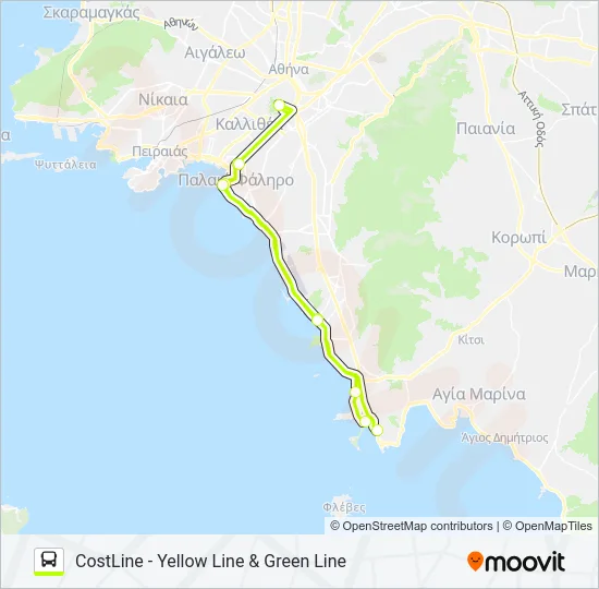 YELLOW LINE & GREEN LINE Bus Line Map