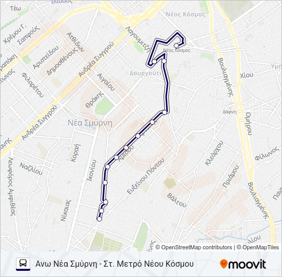 Χάρτης Γραμμής ΑΝΩ ΓΡΑΜΜΉ 1 λεωφορείο
