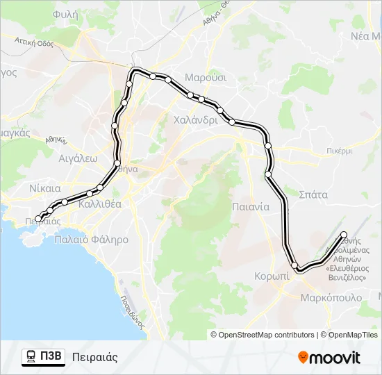 Π3Β Train Line Map