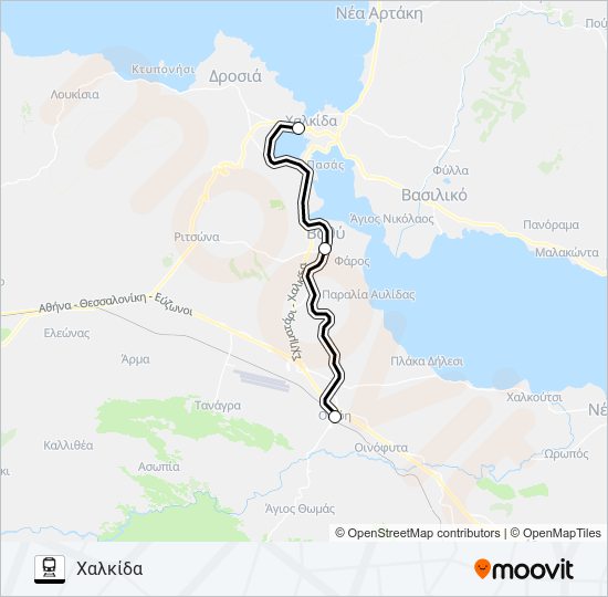 ΟΙΝΌΗ - ΧΑΛΚΊΔΑ train Line Map