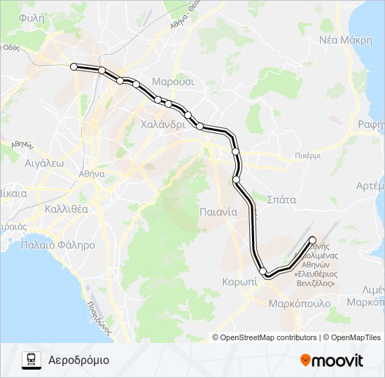 ΆΝΩ ΛΙΌΣΙΑ - ΑΕΡΟΔΡΌΜΙΟ train Line Map