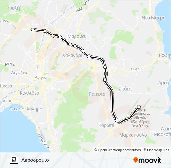 Χάρτης Γραμμής ΆΝΩ ΛΙΌΣΙΑ - ΑΕΡΟΔΡΌΜΙΟ προαστιακός