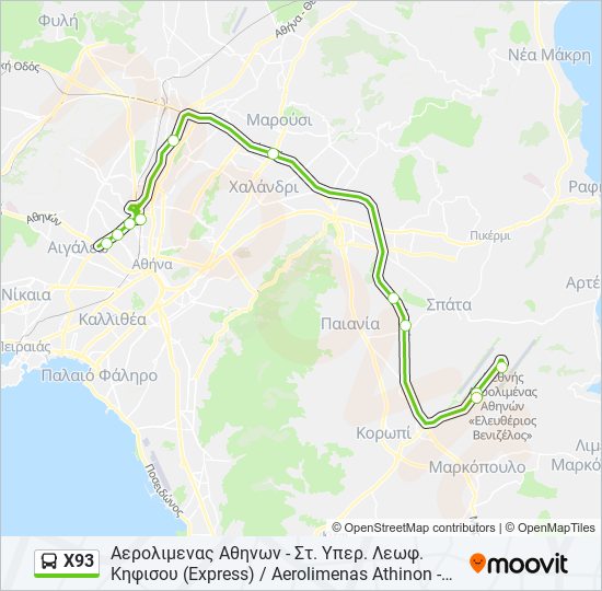 Χάρτης Γραμμής X93 
