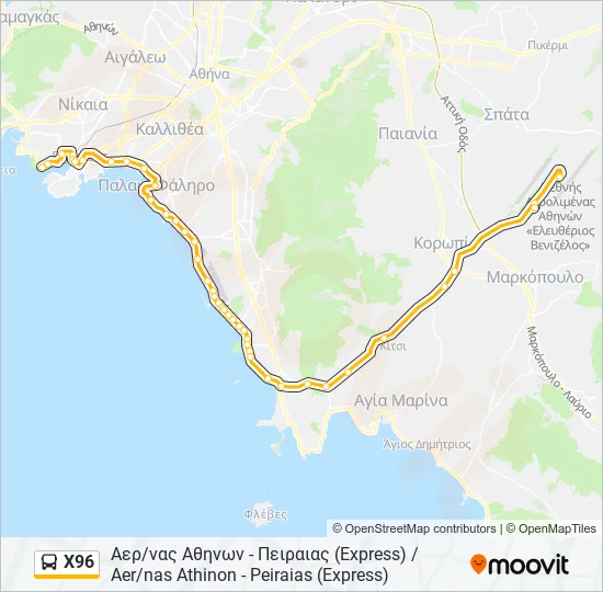 X96 Bus Line Map