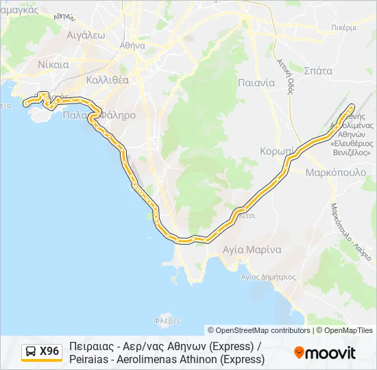 X96 Bus Line Map