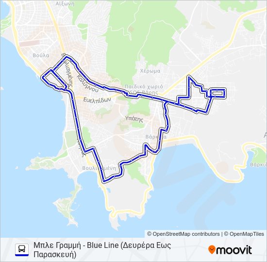 ΓΡΑΜΜΉ Α - LINE A bus Line Map