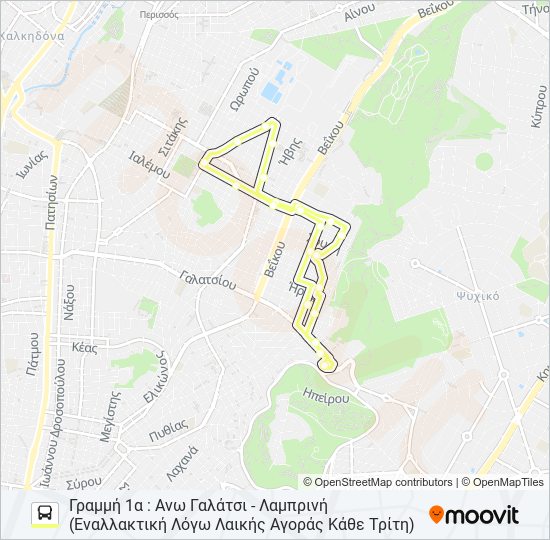 ΓΡΑΜΜΉ 1 - ΓΡΑΜΜΉ 1Α / LINE 1 - LINE 1A bus Line Map