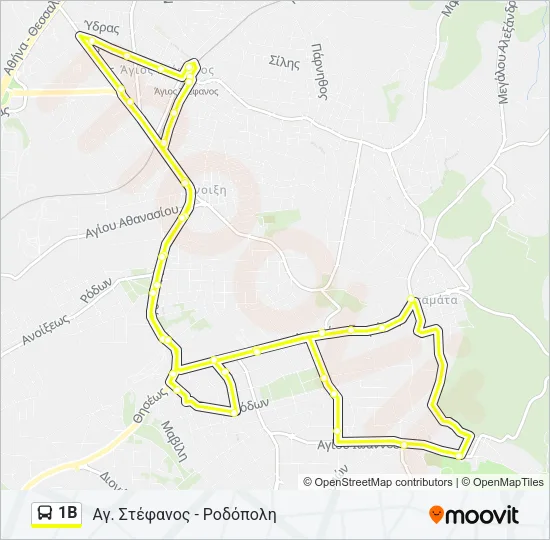 1Β Bus Line Map