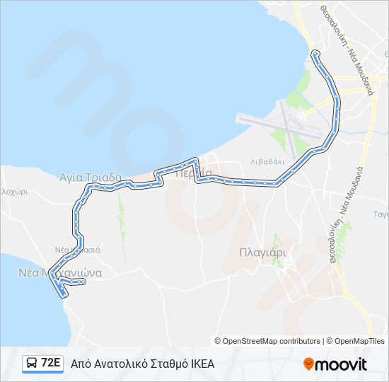 72Ε bus Line Map