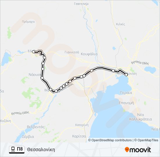 Χάρτης Γραμμής Π8 προαστιακός