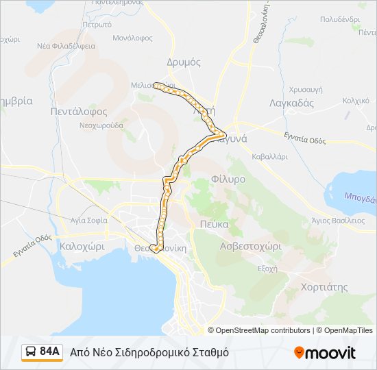 Χάρτης Γραμμής 84Α λεωφορείο