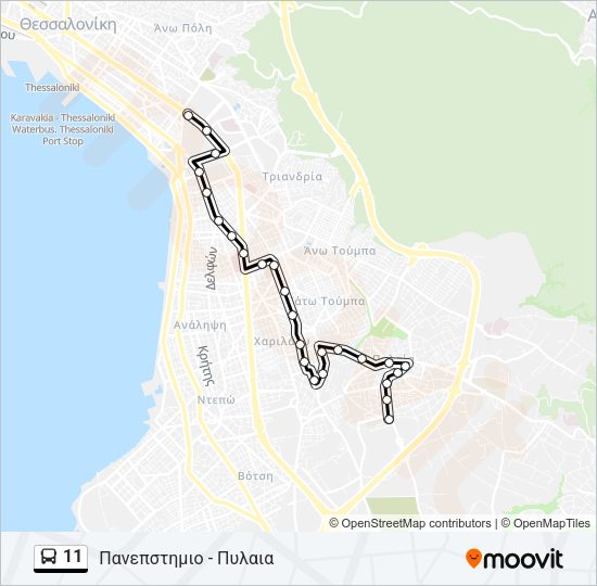 Χάρτης Γραμμής 11 λεωφορείο