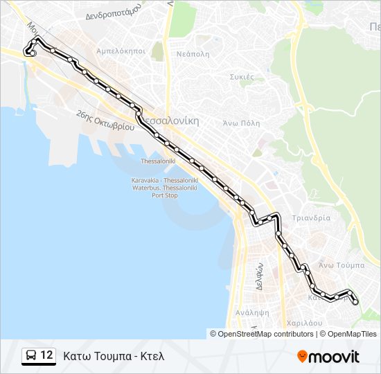 Χάρτης Γραμμής 12 λεωφορείο