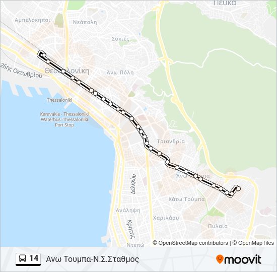 Χάρτης Γραμμής 14 λεωφορείο