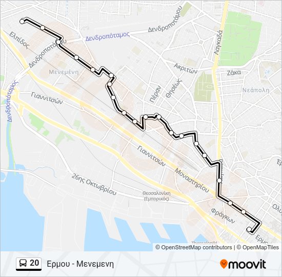 Χάρτης Γραμμής 20 λεωφορείο